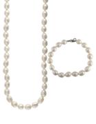 Effy Sterling Silver And Pearl Necklace And Bracelet Set