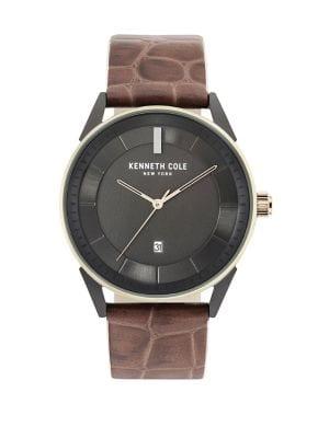 Kenneth Cole Classic Stainless Steel & Leather-strap Watch