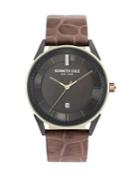 Kenneth Cole Classic Stainless Steel & Leather-strap Watch