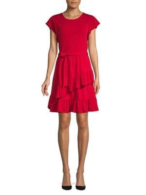 Michael Michael Kors Ruffle Tie-waist A-line Dress