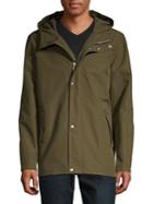 Cole Haan Faux Leather-trimmed Rain Jacket