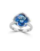 Effy Diamond, Blue Topaz And 14k White Gold Ring