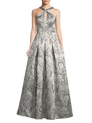 Aidan By Aidan Mattox Floral Halter Gown