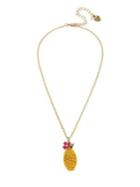 Betsey Johnson Paradise Lost Pineapple Crystal Beaded Pendant Necklace