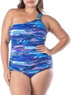 Lauren Ralph Lauren Plus Calypso One-piece Asymmetrical Swimsuit
