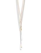 Lucky Brand Killing Me Softly Crystal Tri-tone Multi-strand Y Necklace