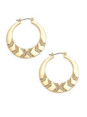 Design Lab Rhodium Plated & Rhinestone Hoop Earrings