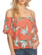 1.state Tahiti Cold Shoulder Flounce Sleeve Top