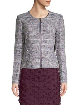 Karl Lagerfeld Paris Textured Full-zip Blazer