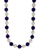 Effy 14k Yellow Gold Pearl And Lapis Necklace