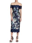 Marchesa Notte Off-the-shoulder Sequin Midi Dress