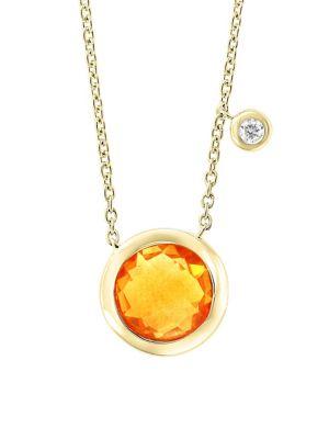 Effy Sunset 14k Yellow Gold Diamond Citrine Pendant Necklace