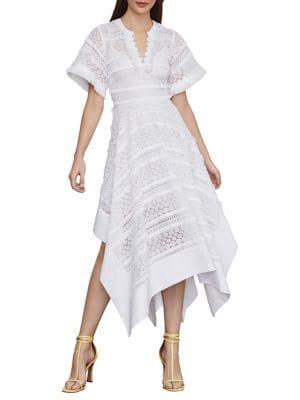 Bcbgmaxazria Striped Dot Lace Asymmetric Dress