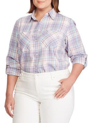 Lauren Ralph Lauren Plus Plus Plaid Cotton Twill Shirt