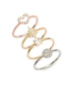 Design Lab Lord & Taylor ??et Of Four Crystal Assorted Stacking Rings