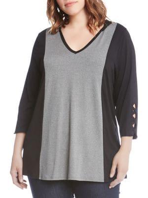 Karen Kane Plus Colorblock Hooded Top