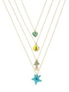 Betsey Johnson Sealife Set Of Four Crystal Pendant Necklace