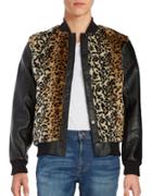 Laboratory Lt Man Leopard Print Faux Fur And Faux Leather Jacket