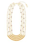 Steve Madden Tigers Eye Goldtone Textured Multi-row Station Necklace
