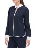 Tommy Hilfiger Piped Long-sleeve Collared Top