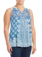 Lucky Brand Plus Floral Lace Top