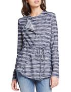 Bcbgeneration Striped Slub-knit Asymmetric Jacket