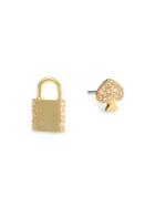 Kate Spade New York 12k Yellow Goldplated & Pave Lock And Spade Asymmetrical Earrings