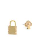 Kate Spade New York 12k Yellow Goldplated & Pave Lock And Spade Asymmetrical Earrings