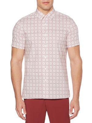 Perry Ellis Geometric-print Button-down Shirt