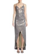 Vince Camuto Ruched Metallic High-low Evening Dress