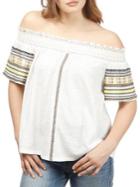 Lucky Brand Off-the-shoulder Embroidered Cotton Top