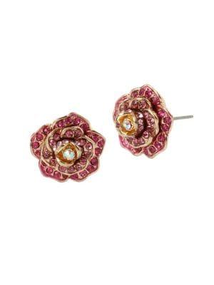 Betsey Johnson Enchanted Rose Crystal Stud Earrings