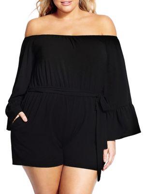 City Chic Plus Romantic Sleeve Playsuit