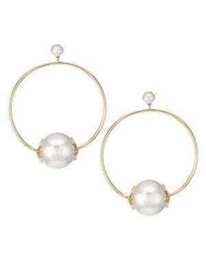 Kate Spade New York Faux Pearl Hoop Earrings