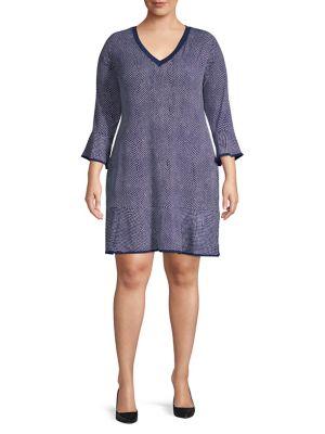 Michael Kors Plus Bell-sleeve Printed Shift Dress