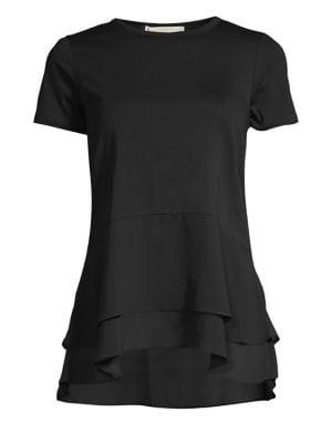 Michael Michael Kors Solid Woven Double Hem Top
