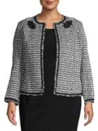 Tahari Arthur S. Levine Plus Embellished Fringe-trim Tweed Jacket