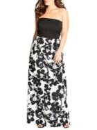 City Chic Plus Painted Floral Poppy Maxi Dress
