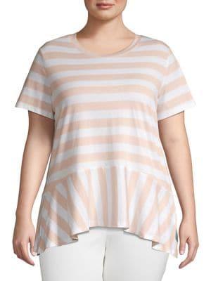 Lord & Taylor Plus Stripe-panel Peplum Top