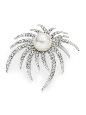 Design Lab Faux Pearl And Crystal Brooch
