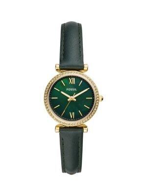 Fossil Carlie Mini Goldtone Stainless Steel & Leather-strap 3-hand Watch