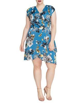 Rachel Rachel Roy Plus Pierce Floral-print Faux-wrap Dress