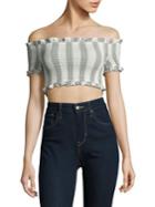 The Fifth Label Striped Off-the-shoulder Crop Top