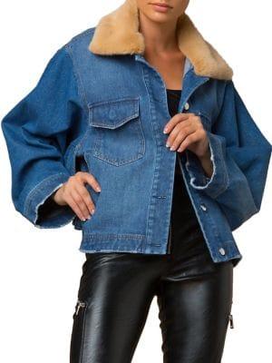Tiger Mist Sidney Oversized Faux Fur-trimmed Denim Jacket