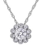 Sonatina Floral Halo 14k White Gold & Diamond Pendant Necklace