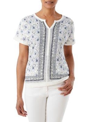 Olsen Casual Coast Border-print Tee