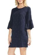 Vince Camuto Sapphire Bloom Bell-sleeve Dotted Shift Dress