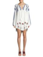 Free People Wild Horses Embroidered Mini Dress