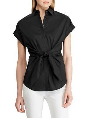 Lauren Ralph Lauren Tie-front Cotton-blend Shirt