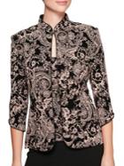 Alex Evenings Plus Two-piece Mandarin Collar Jacket And Printed Camisole